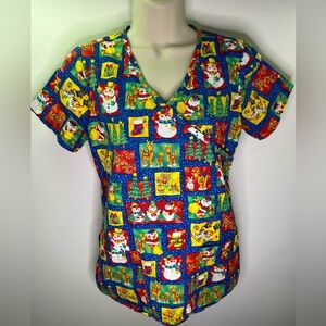 Barco women’s Christmas print scrub top size XS